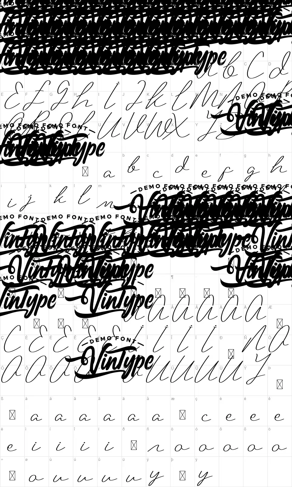 Hopeflowfont character map