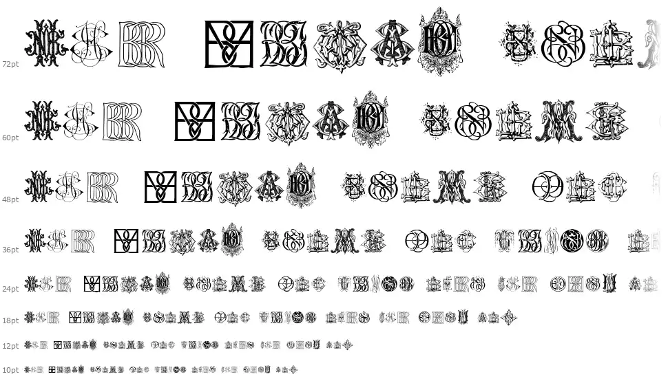 Intellecta Monograms Random Samples Ten font waterfall