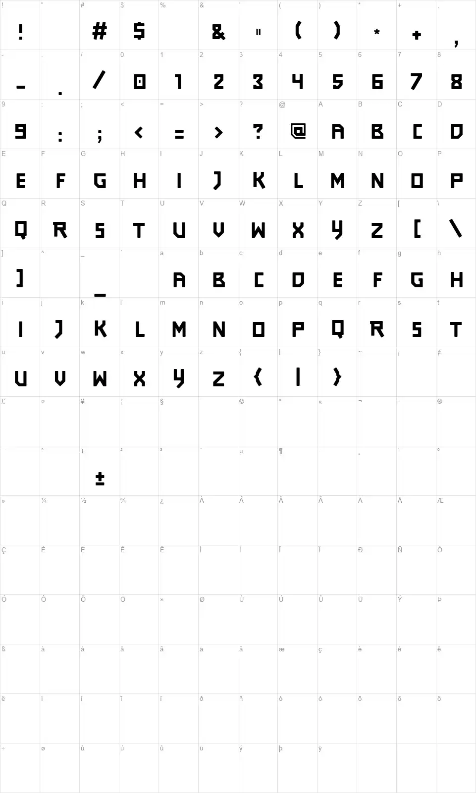Journey PS3font character map