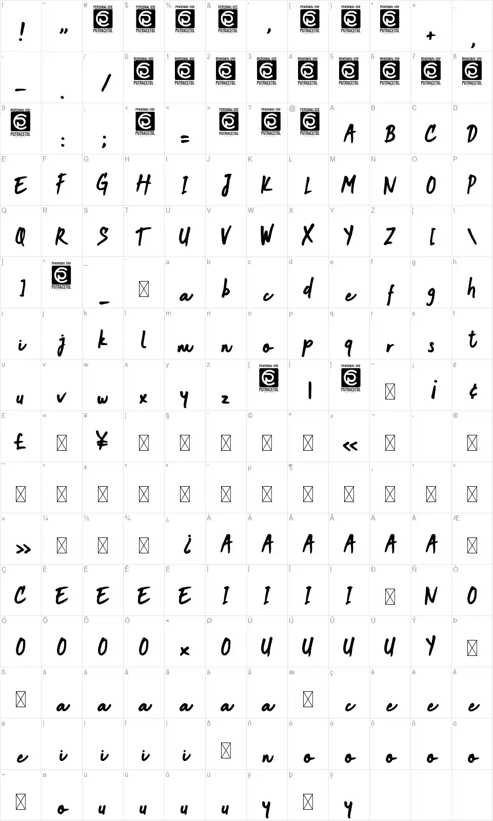 Joy Friendsfont character map