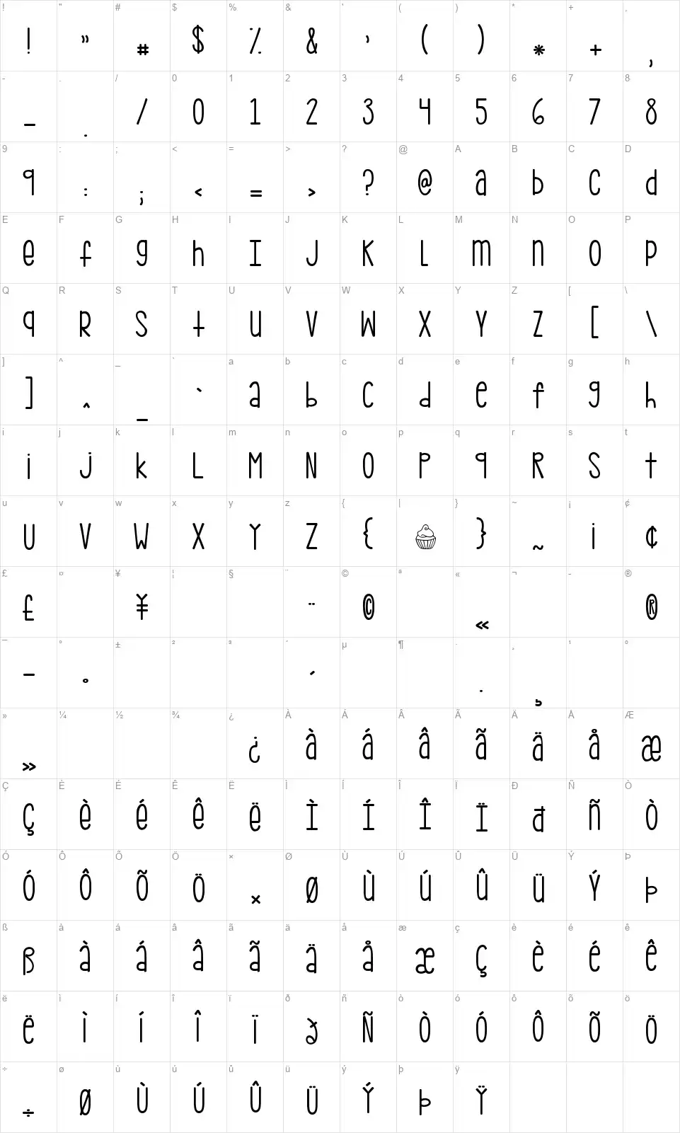 KG Pdx Bridgetownfont character map