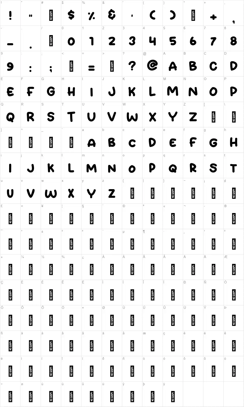 Kiwi Daysfont character map