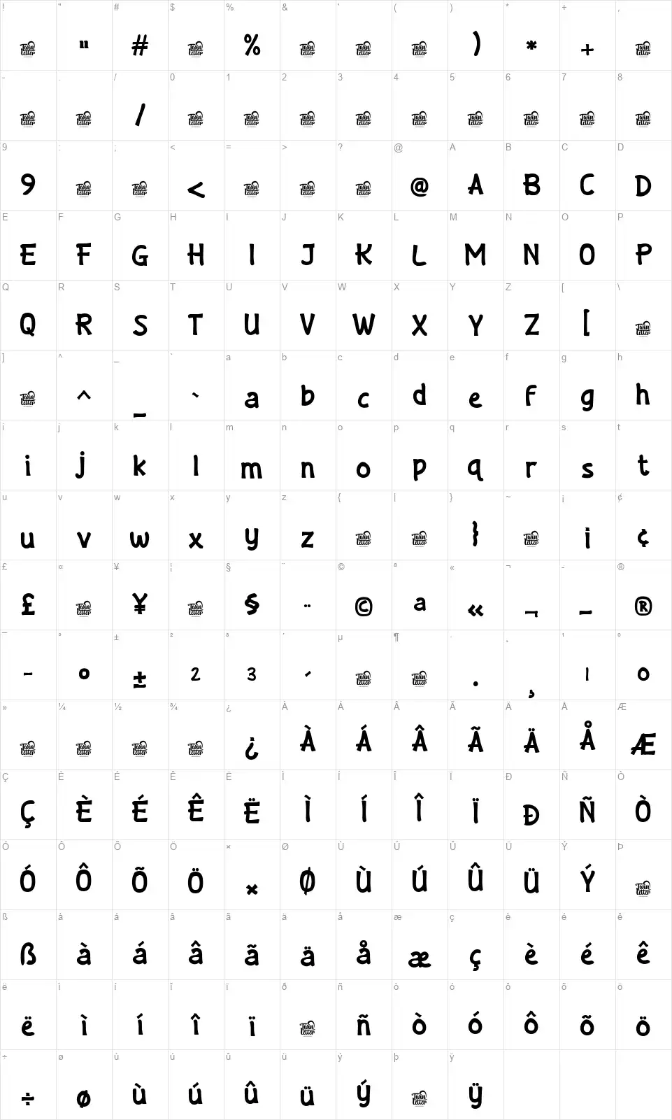 Koenci Omahfont character map
