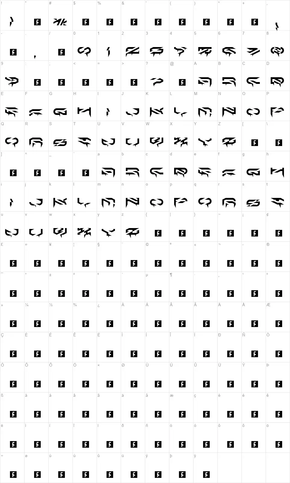 LDR#6font character map