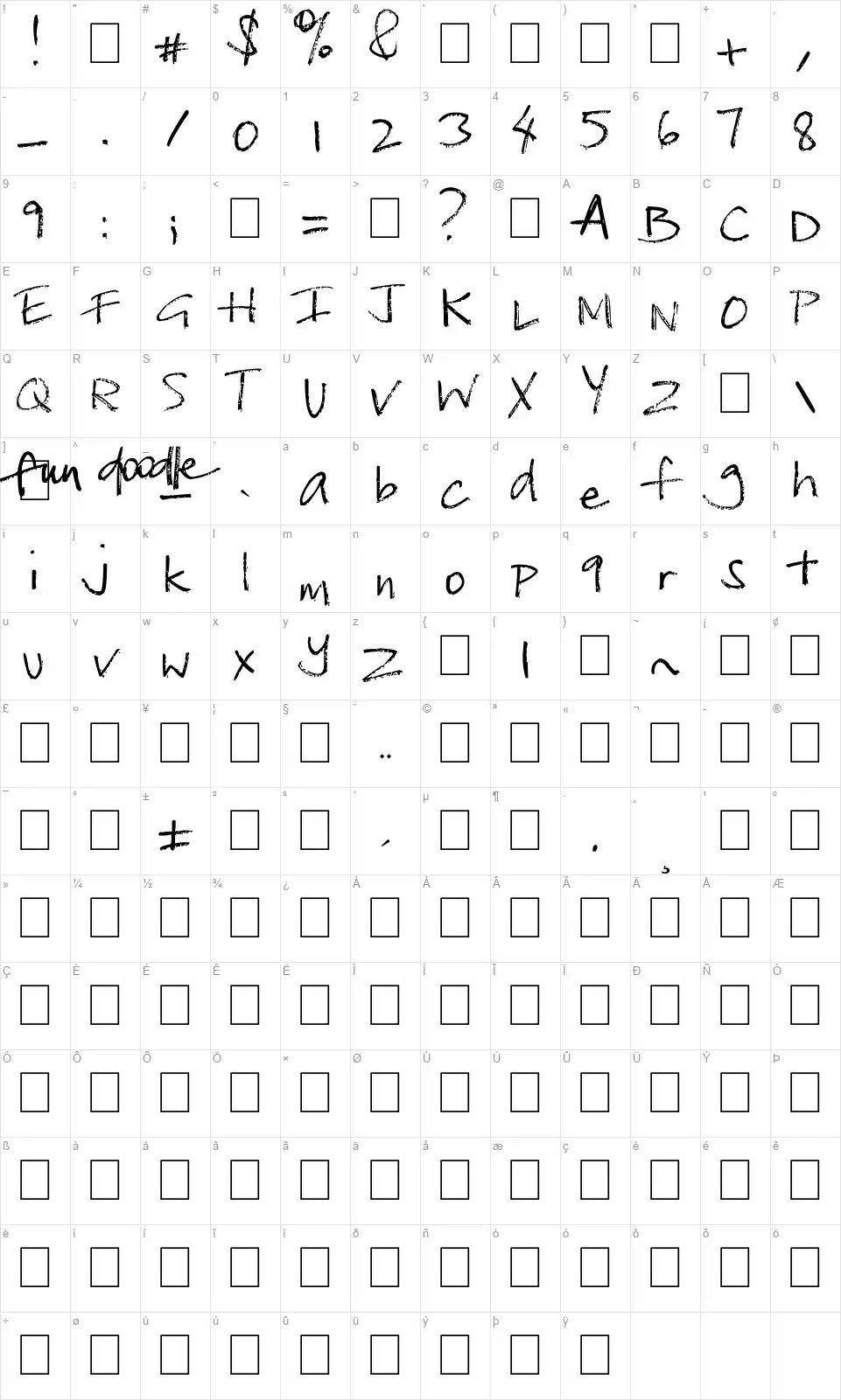 Light housefont character map