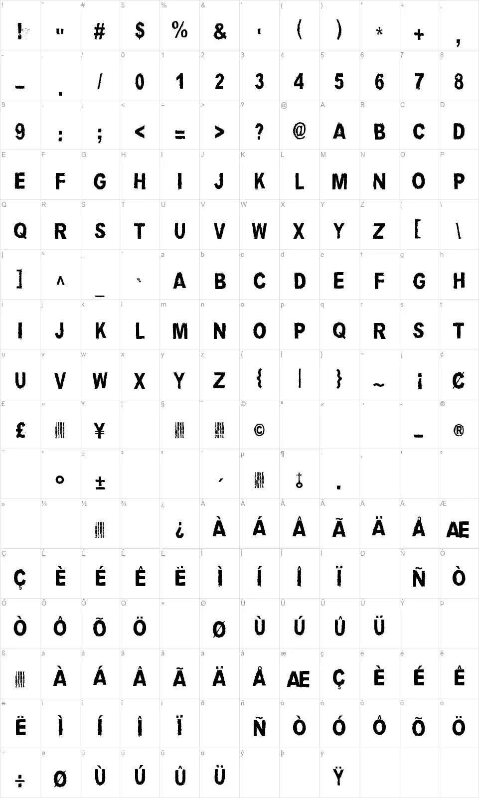 Louis Cypherfont character map