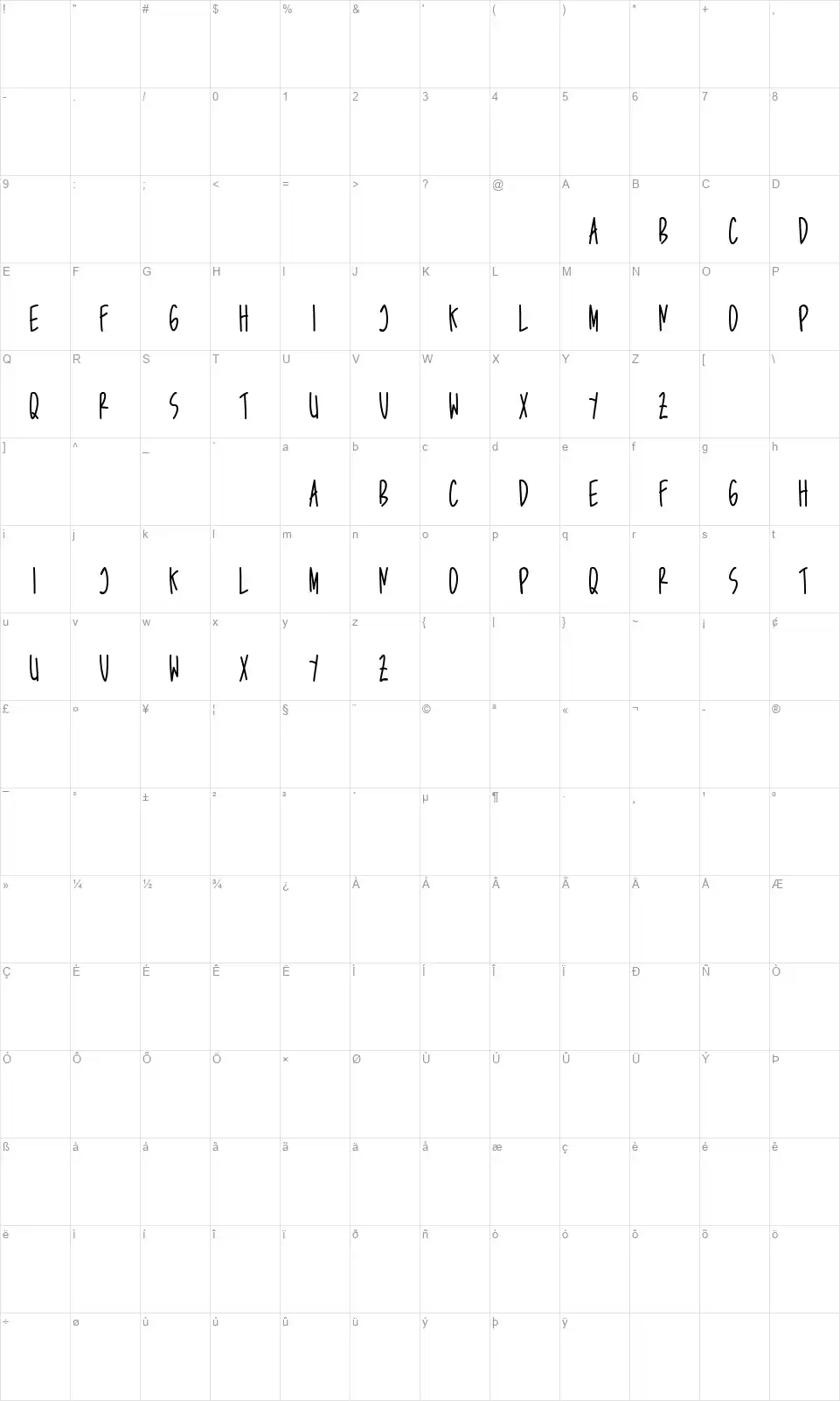 Love In Parisfont character map