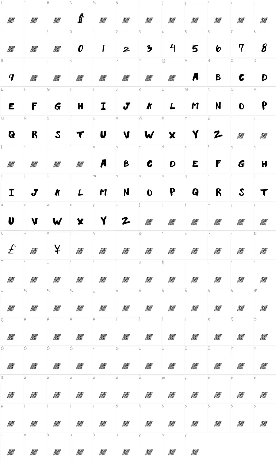 Love Riotfont character map
