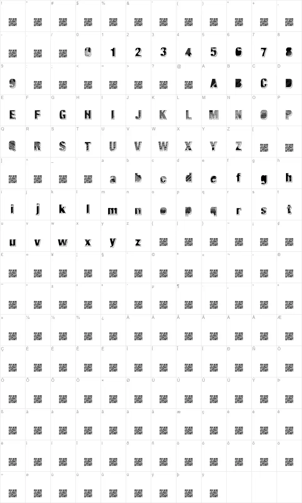 Major Blackfont character map