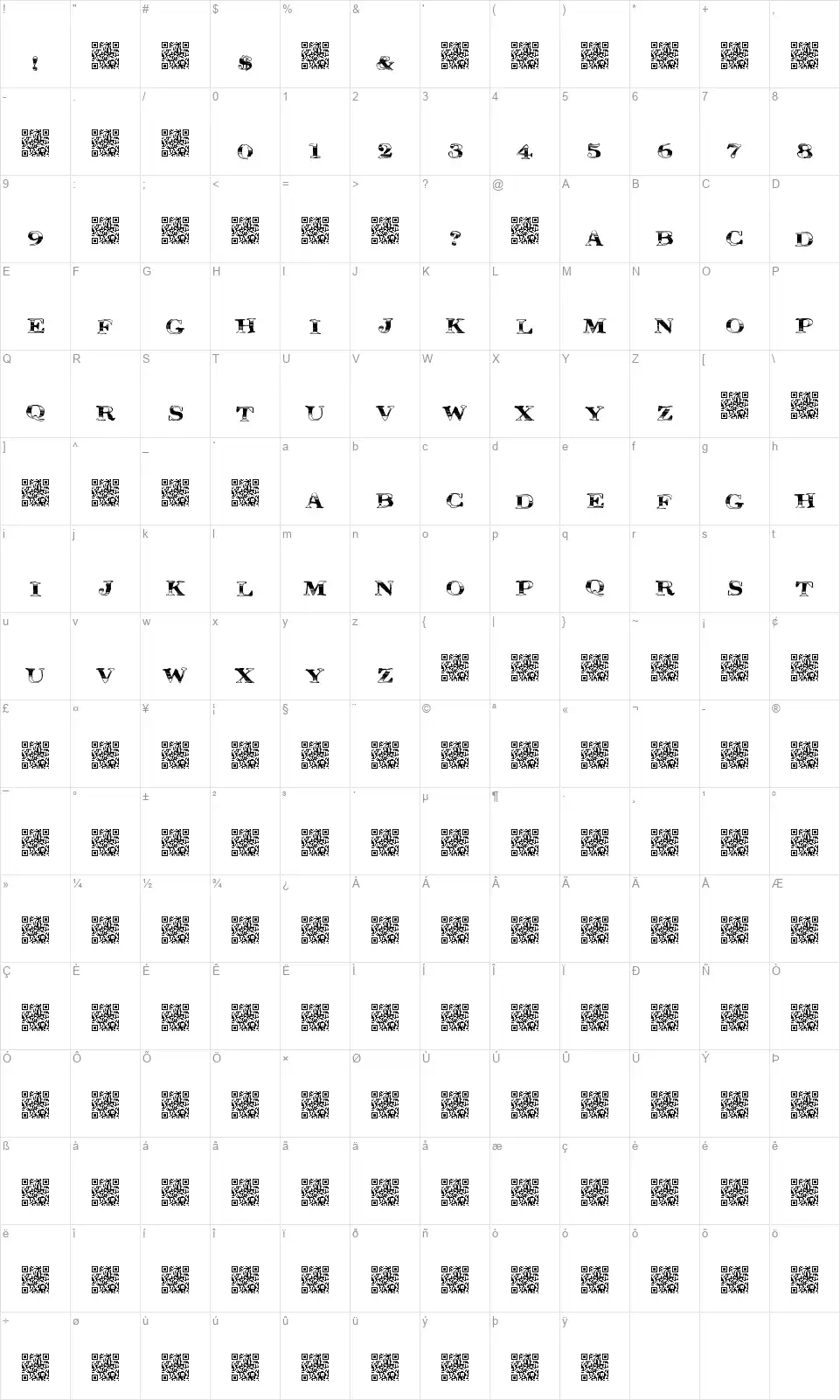 MegaDealfont character map