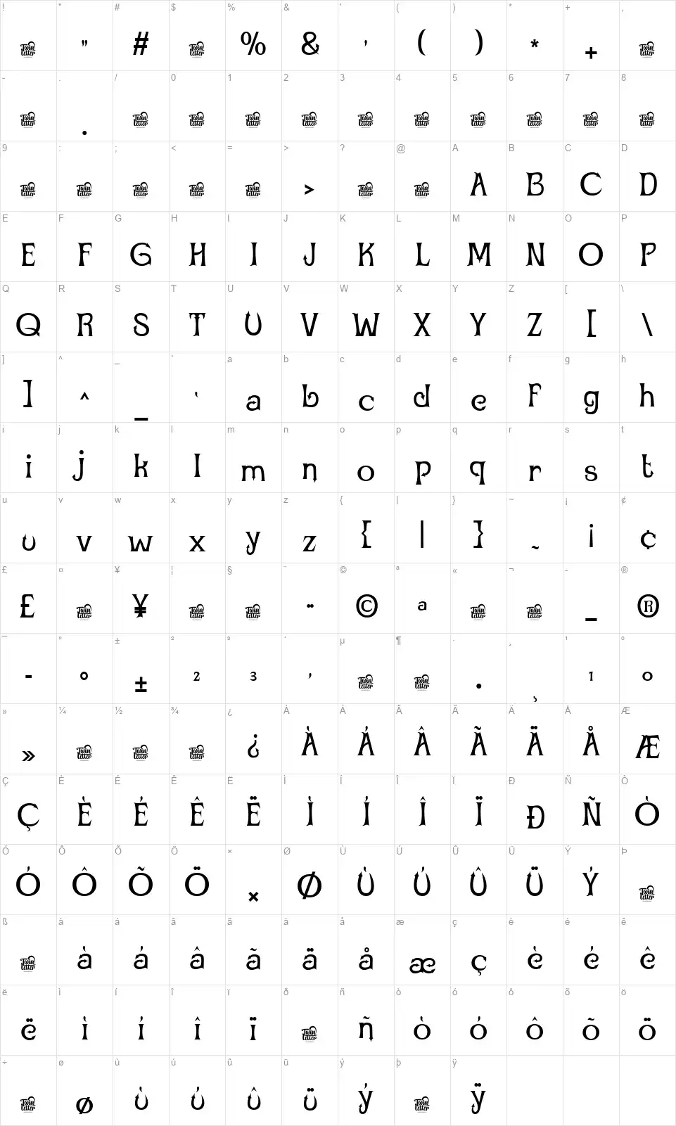 Moidugkfont character map