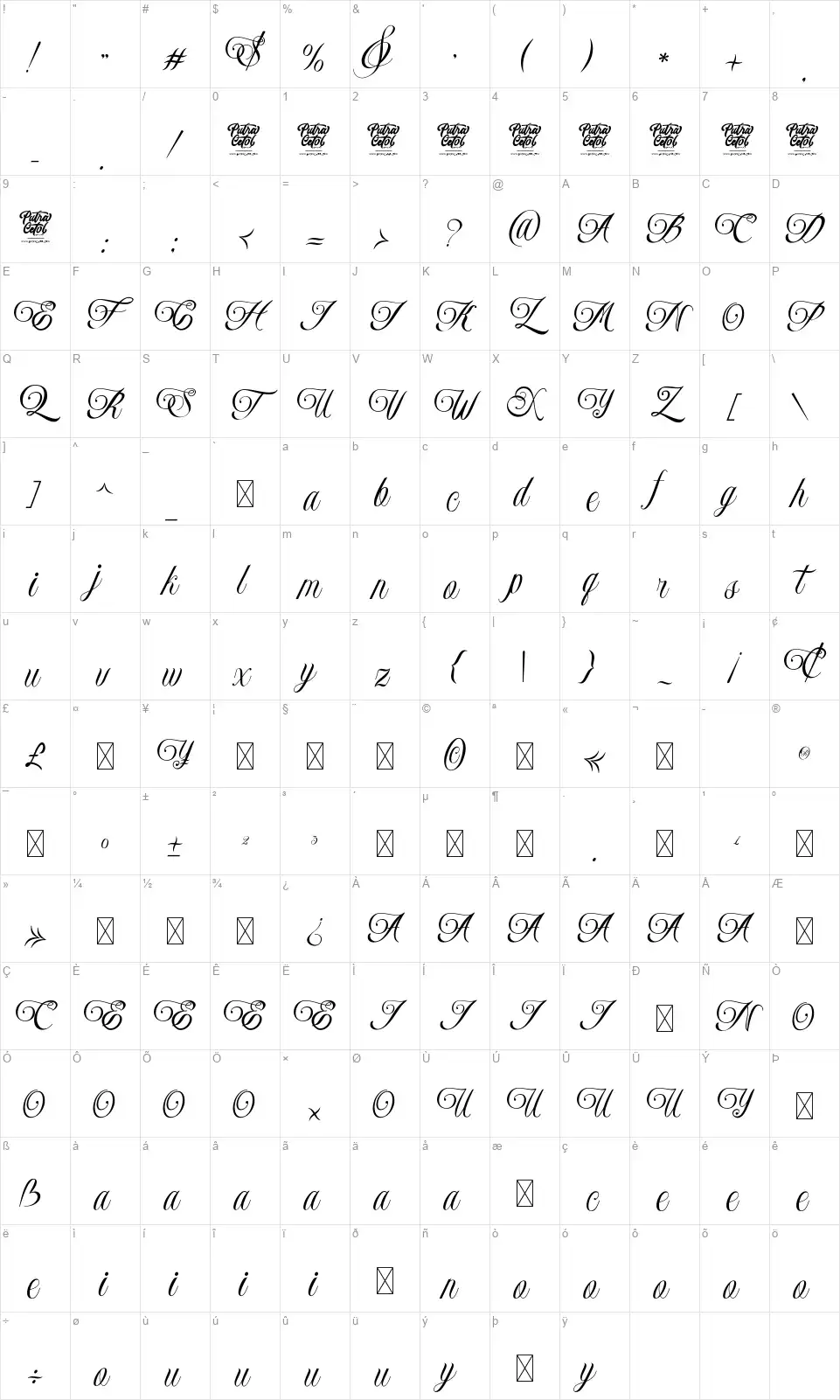 Monaveen Luxiafont character map
