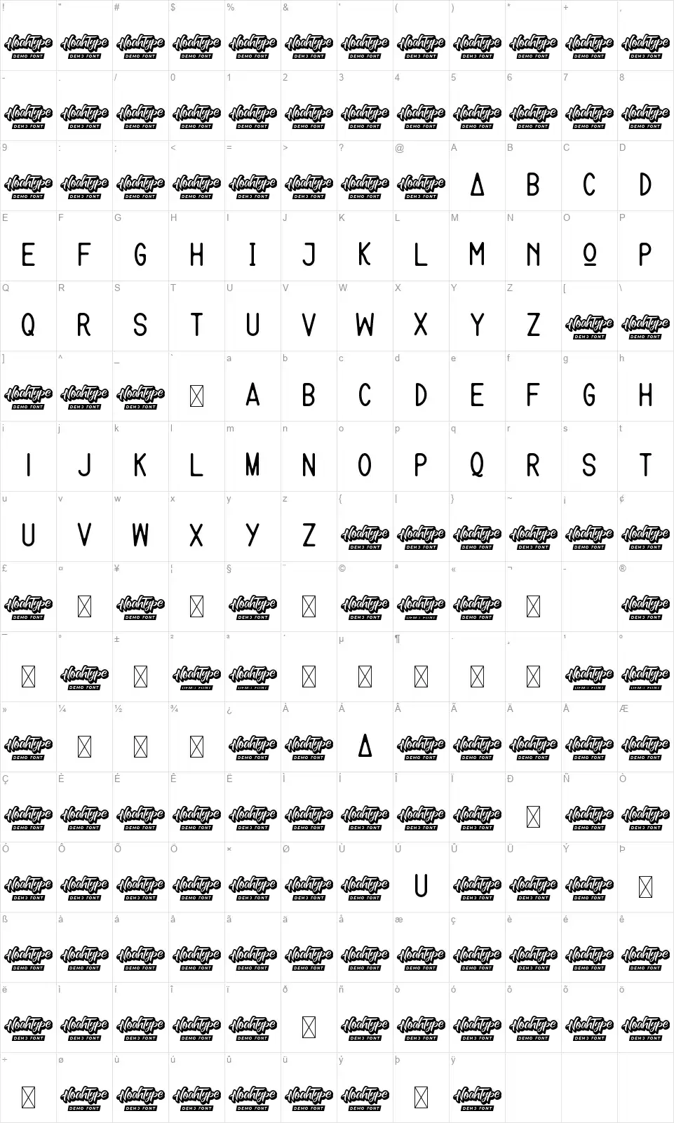 Mountrealfont character map