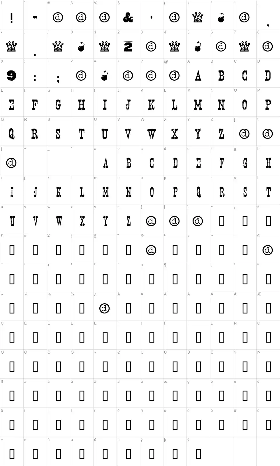 Nashvillefont character map