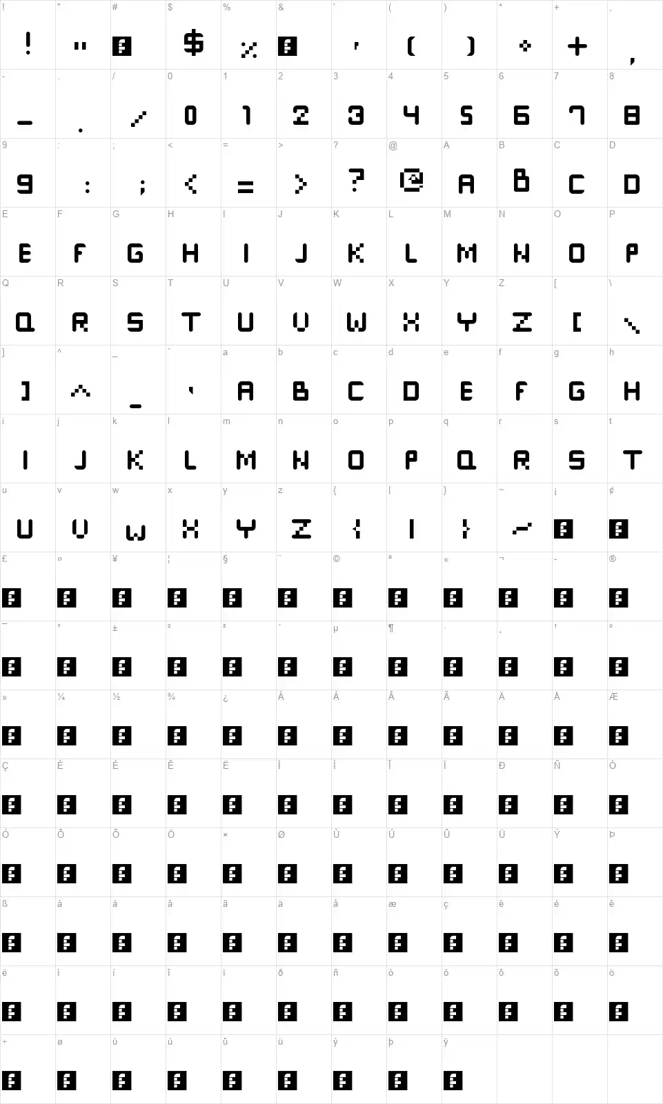 Navigatefont character map
