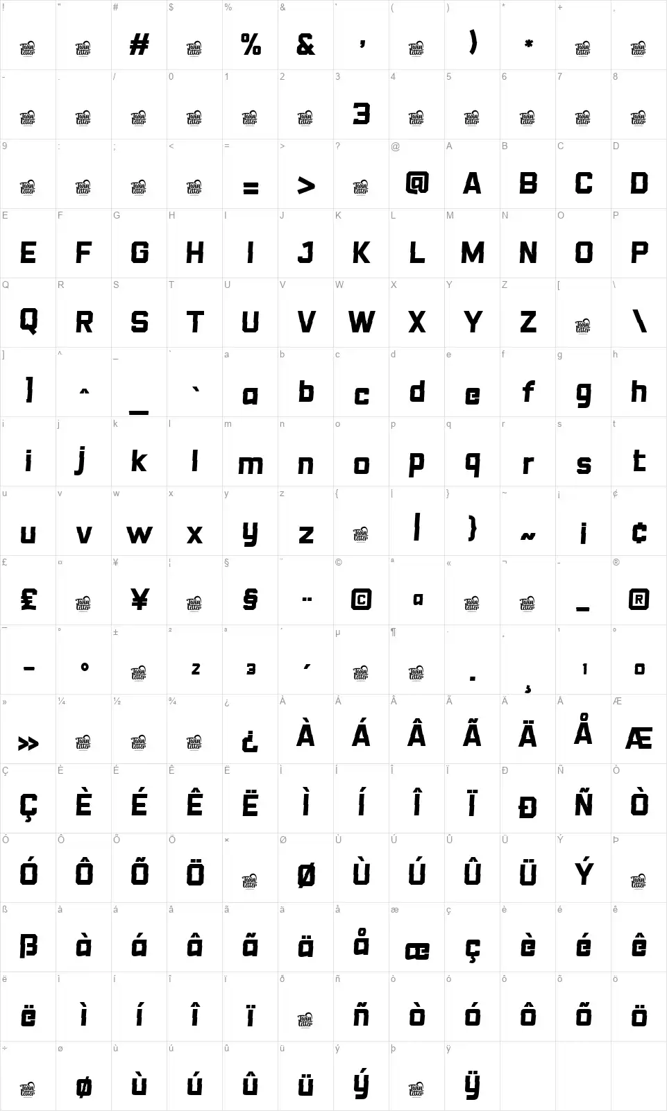 Neo Glitchfont character map