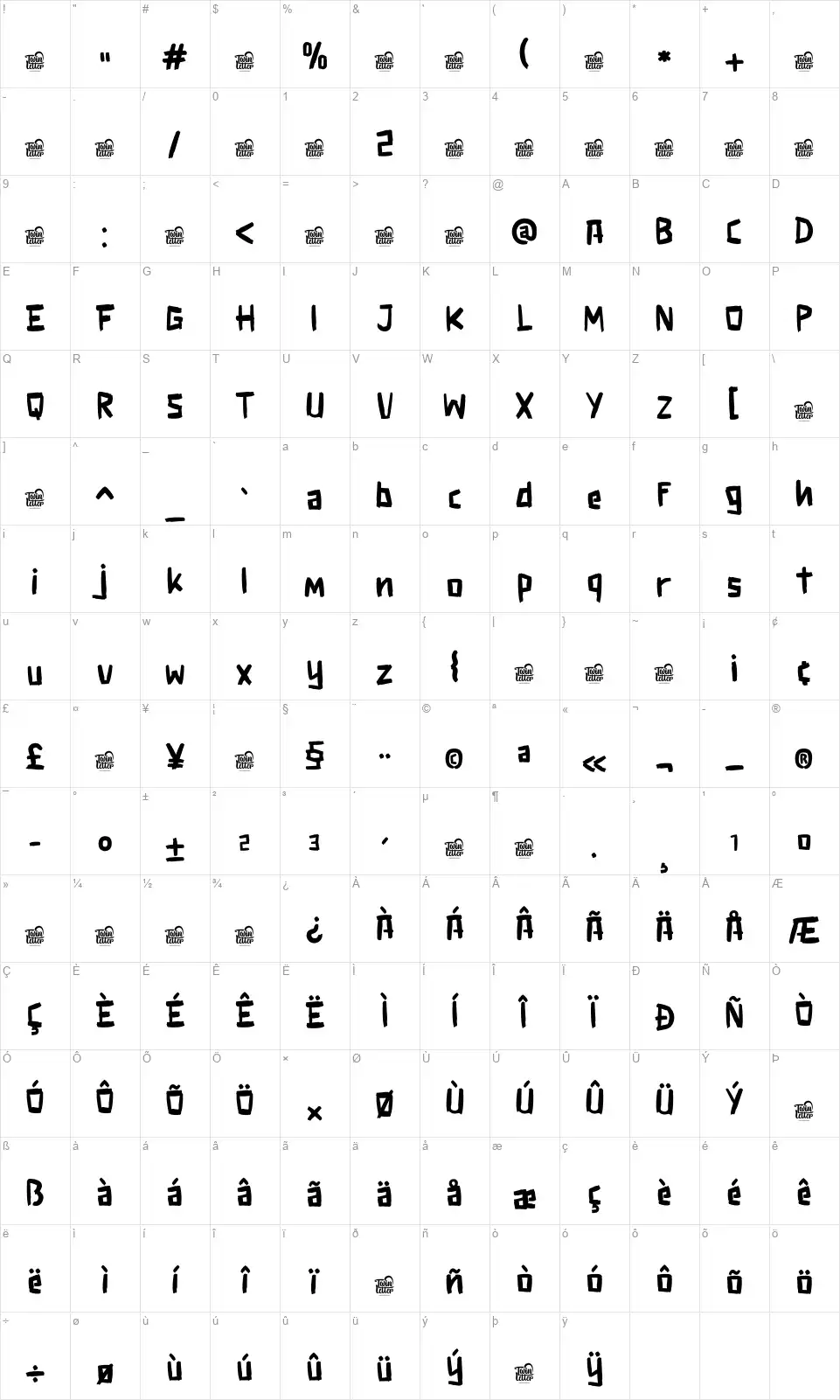 Notha Fokalfont character map