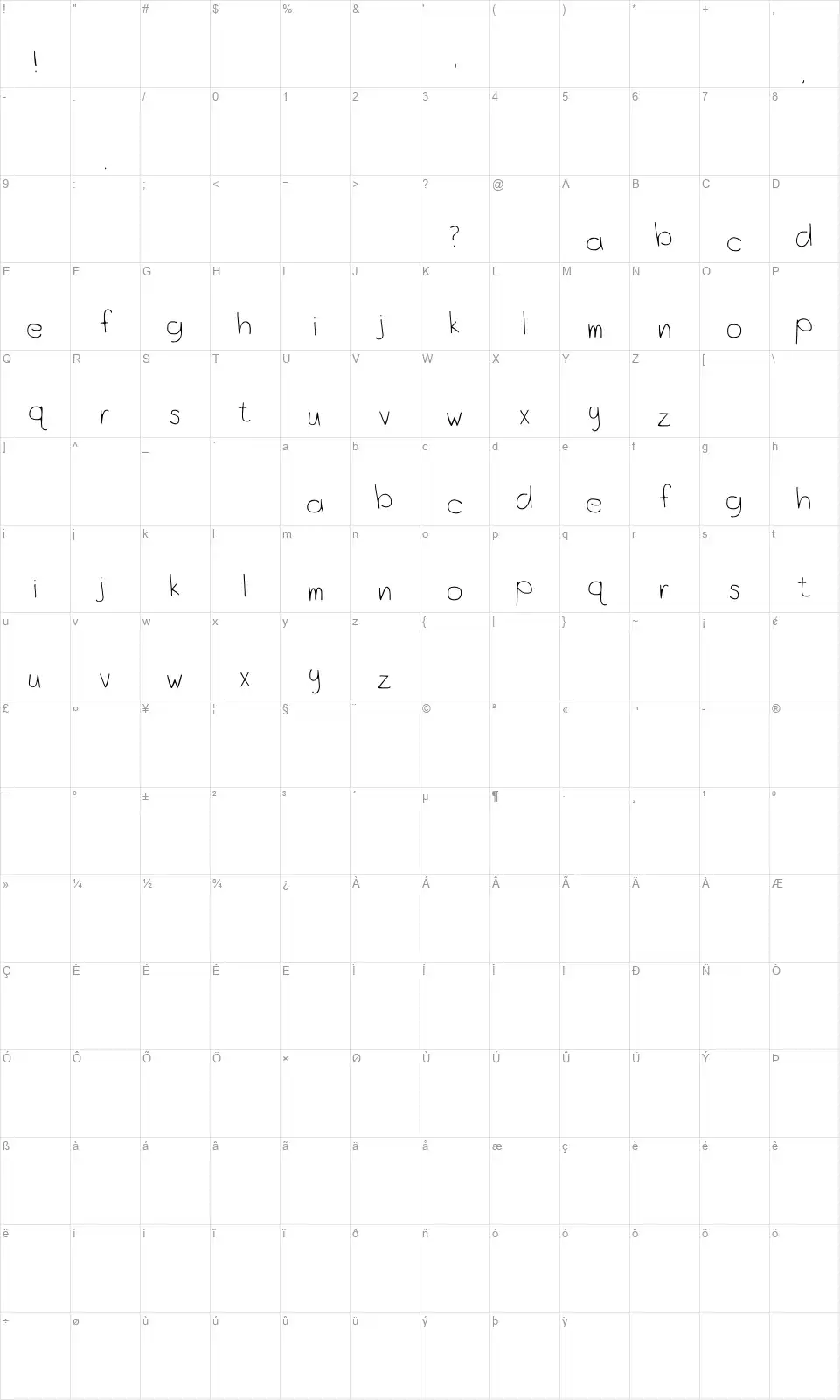 Ocean City Parkfont character map