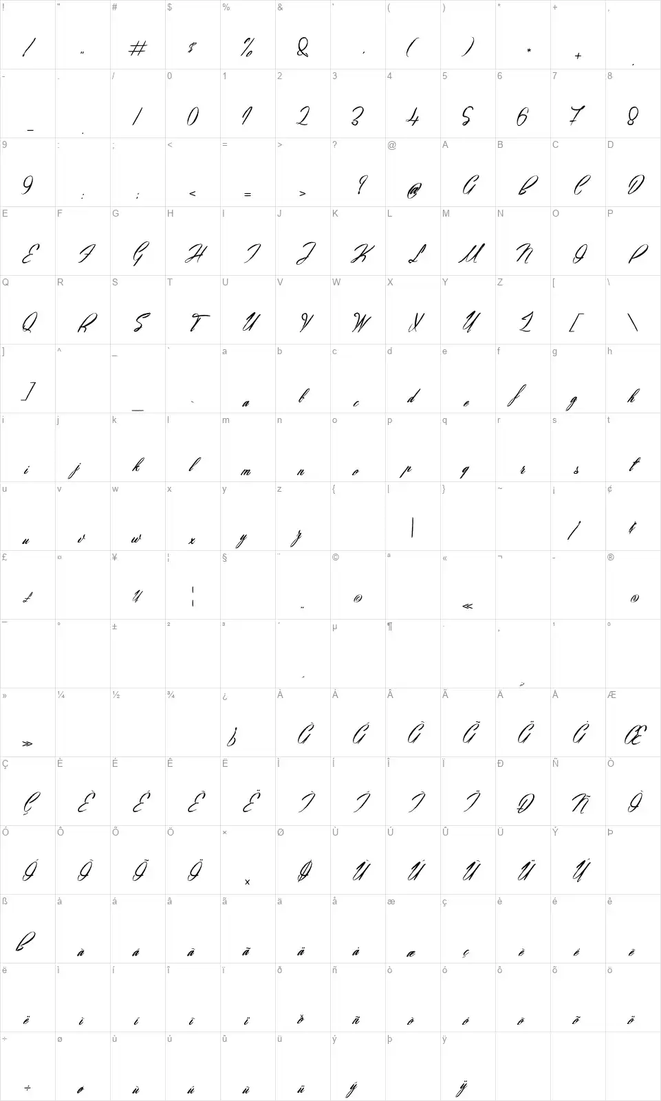 October Quotesfont character map
