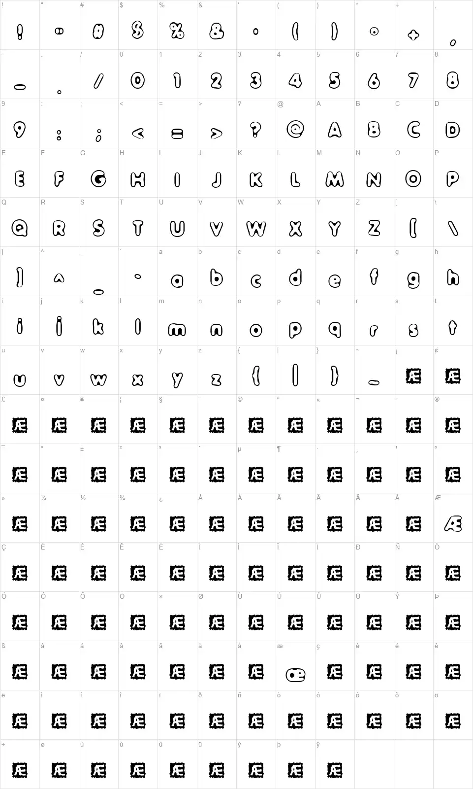 Outer Sider BRKfont character map