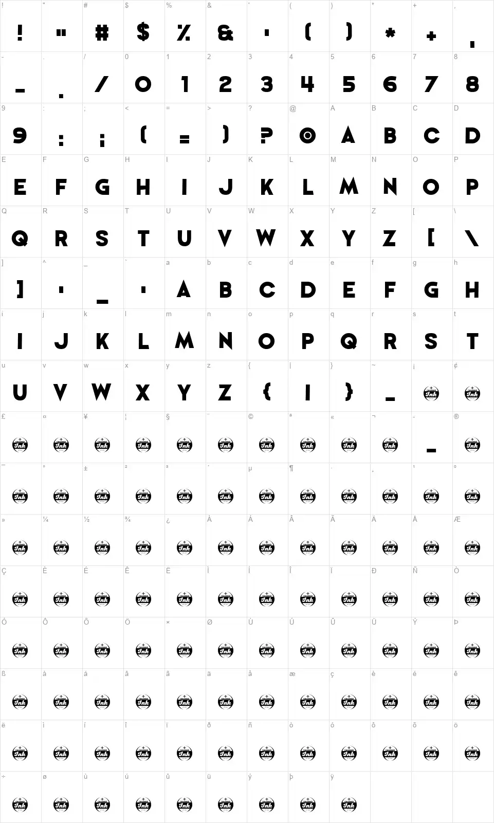 Perfectly Togetherfont character map