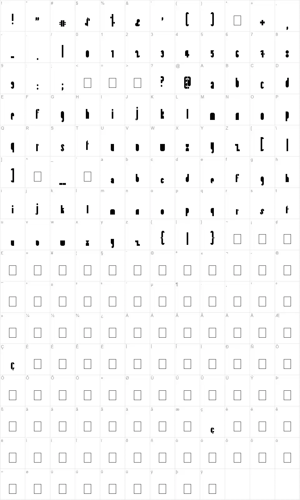 Playing in the Moodfont character map