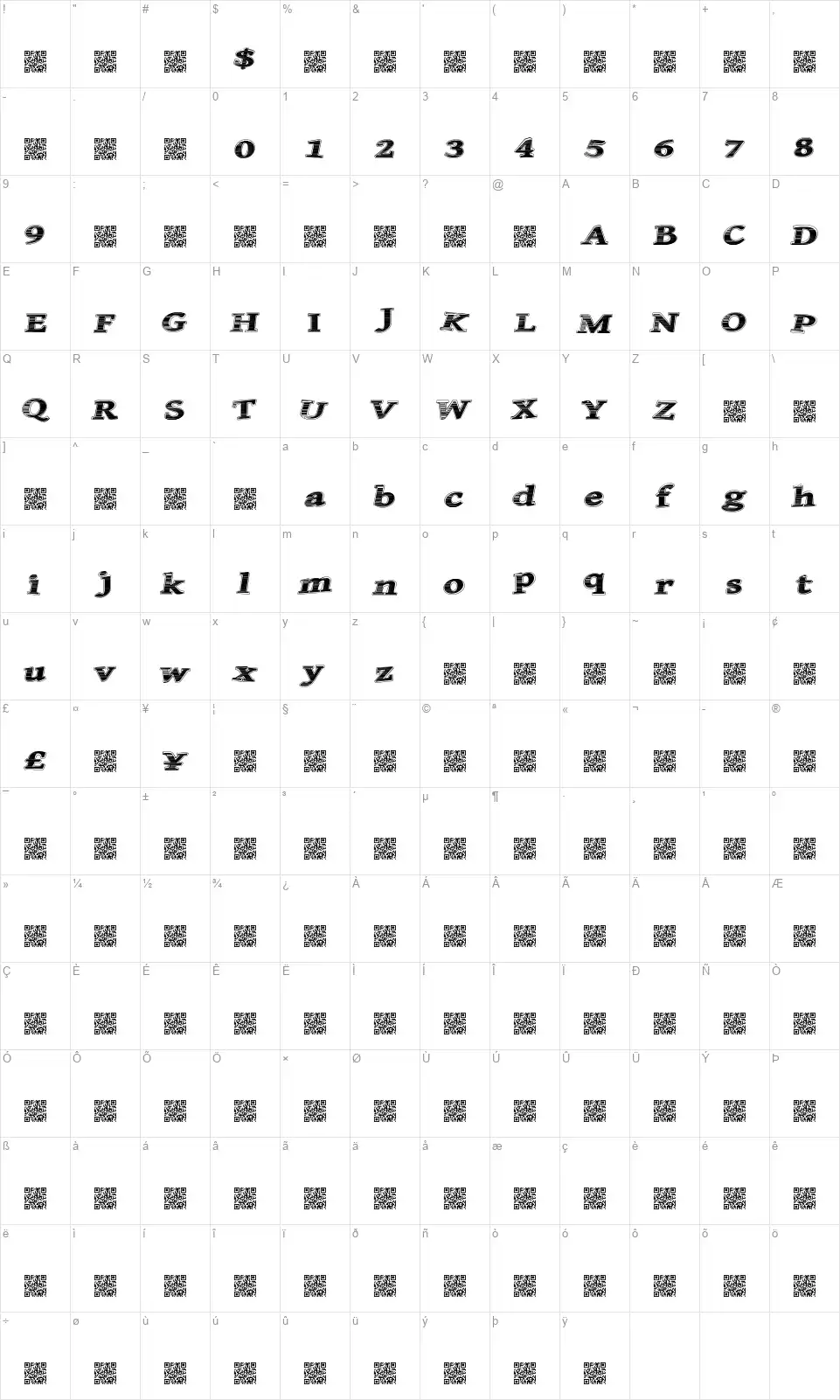 Quick Salesfont character map