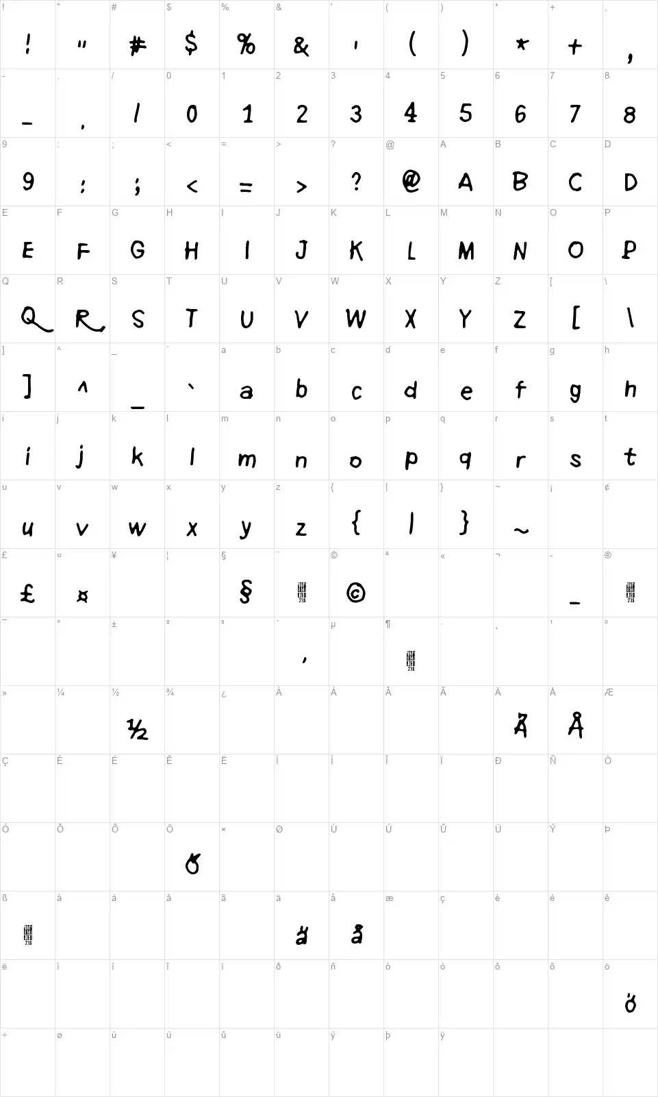 Refuse to bow downfont character map