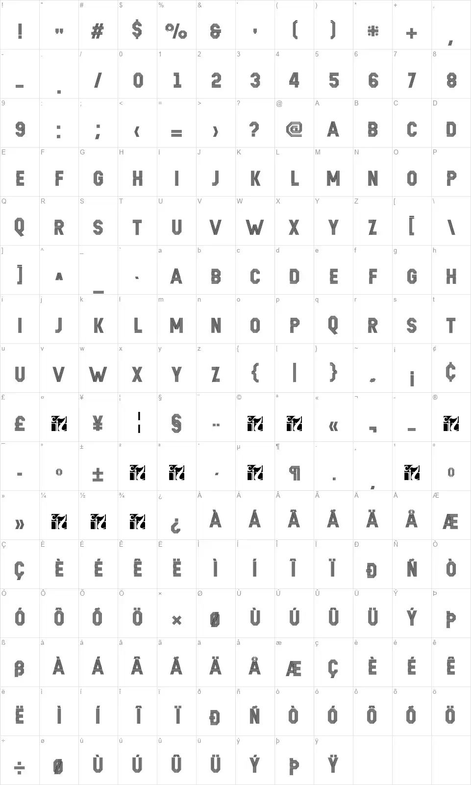 Remponkfont character map
