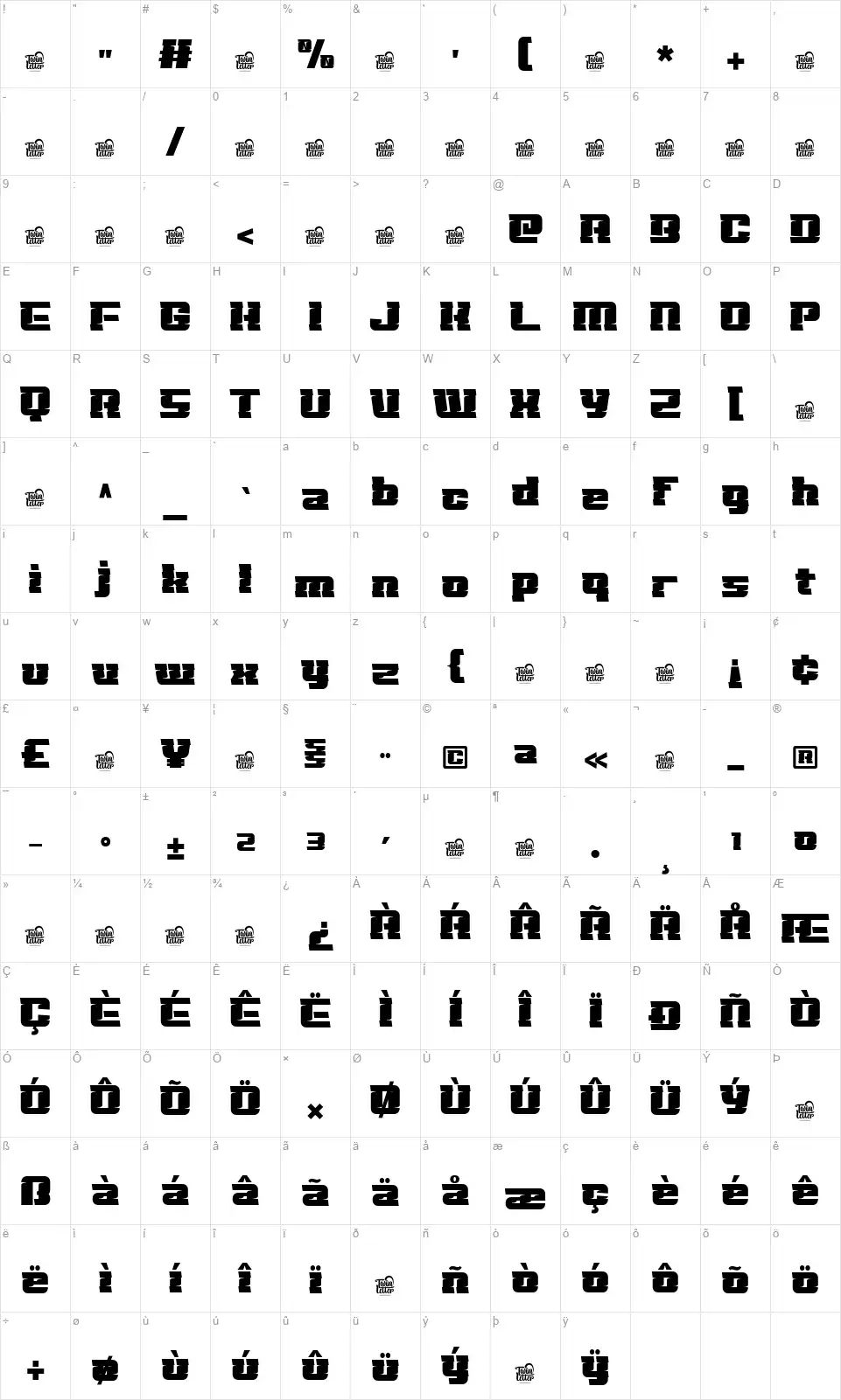 Renkesfont character map