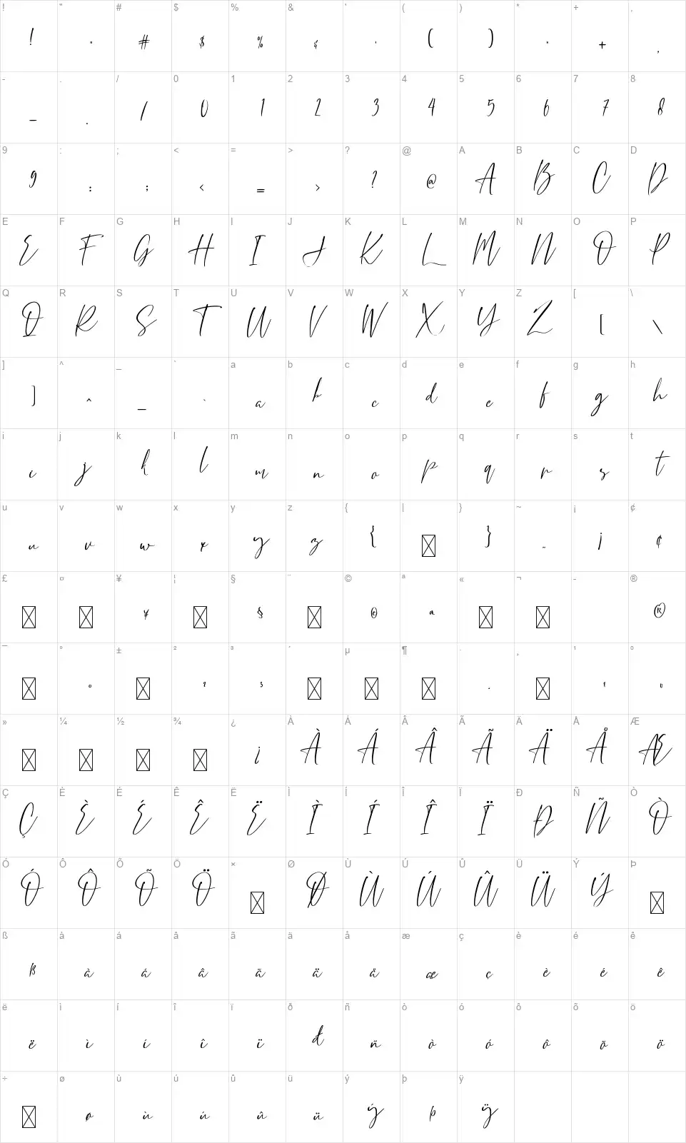 Restoe Bumifont character map