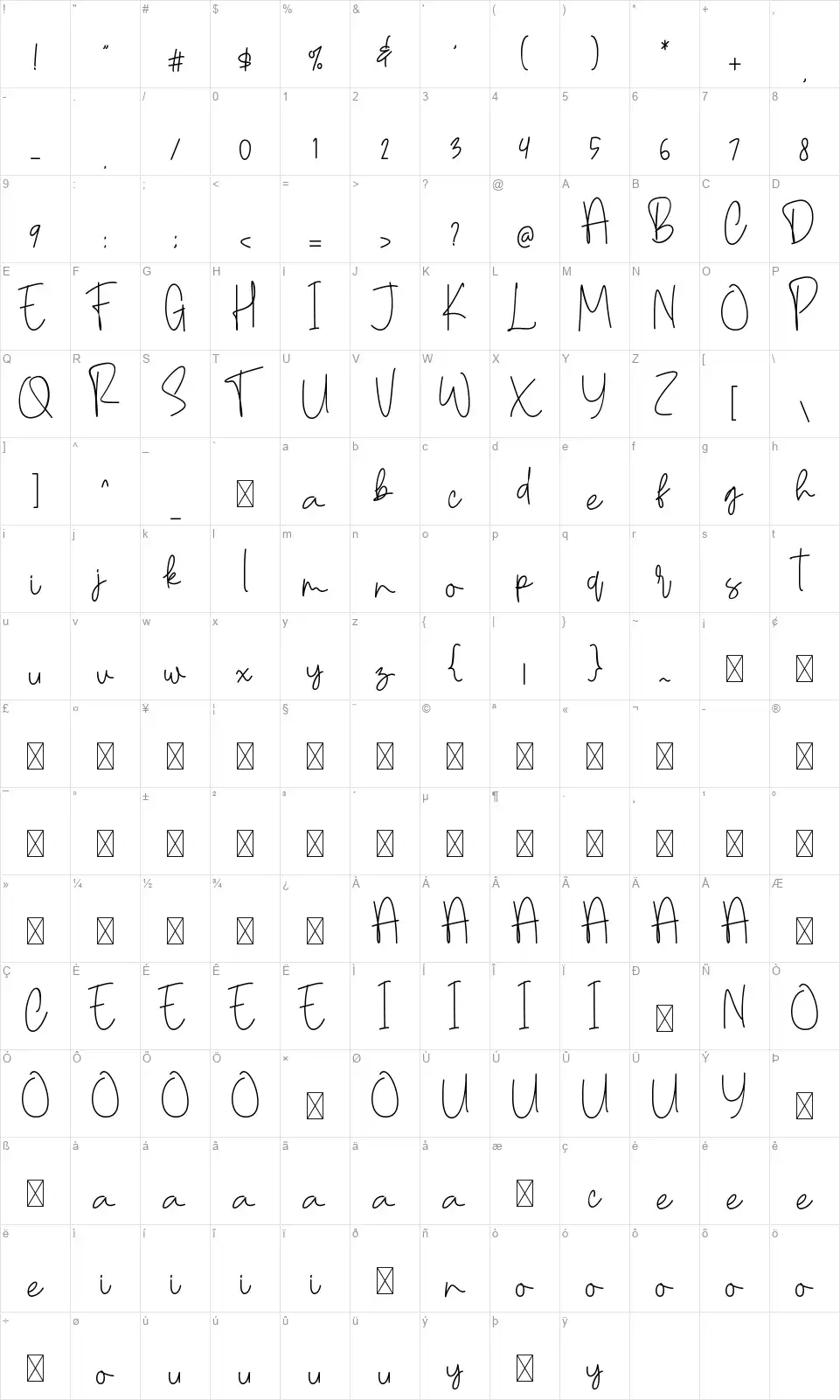 Rooftop Botanicalfont character map