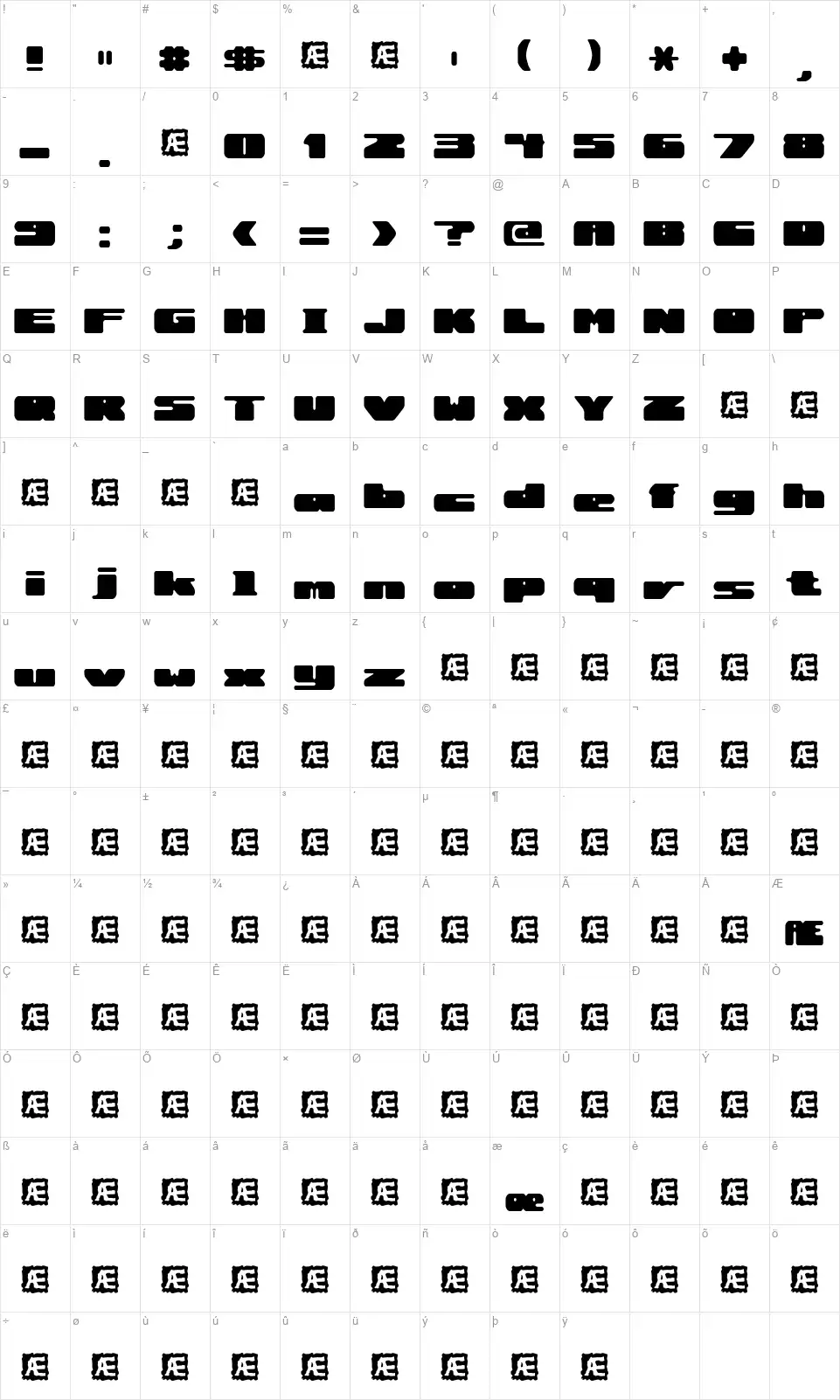 Rotund BRKfont character map