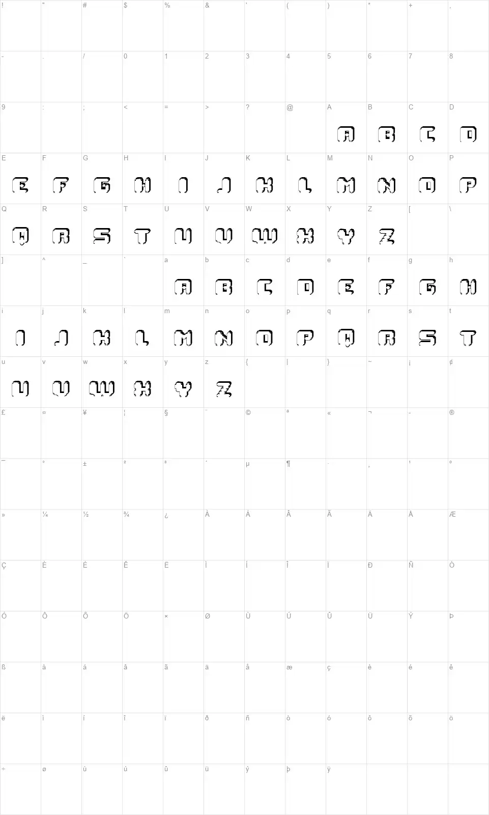 Rubtsovskfont character map