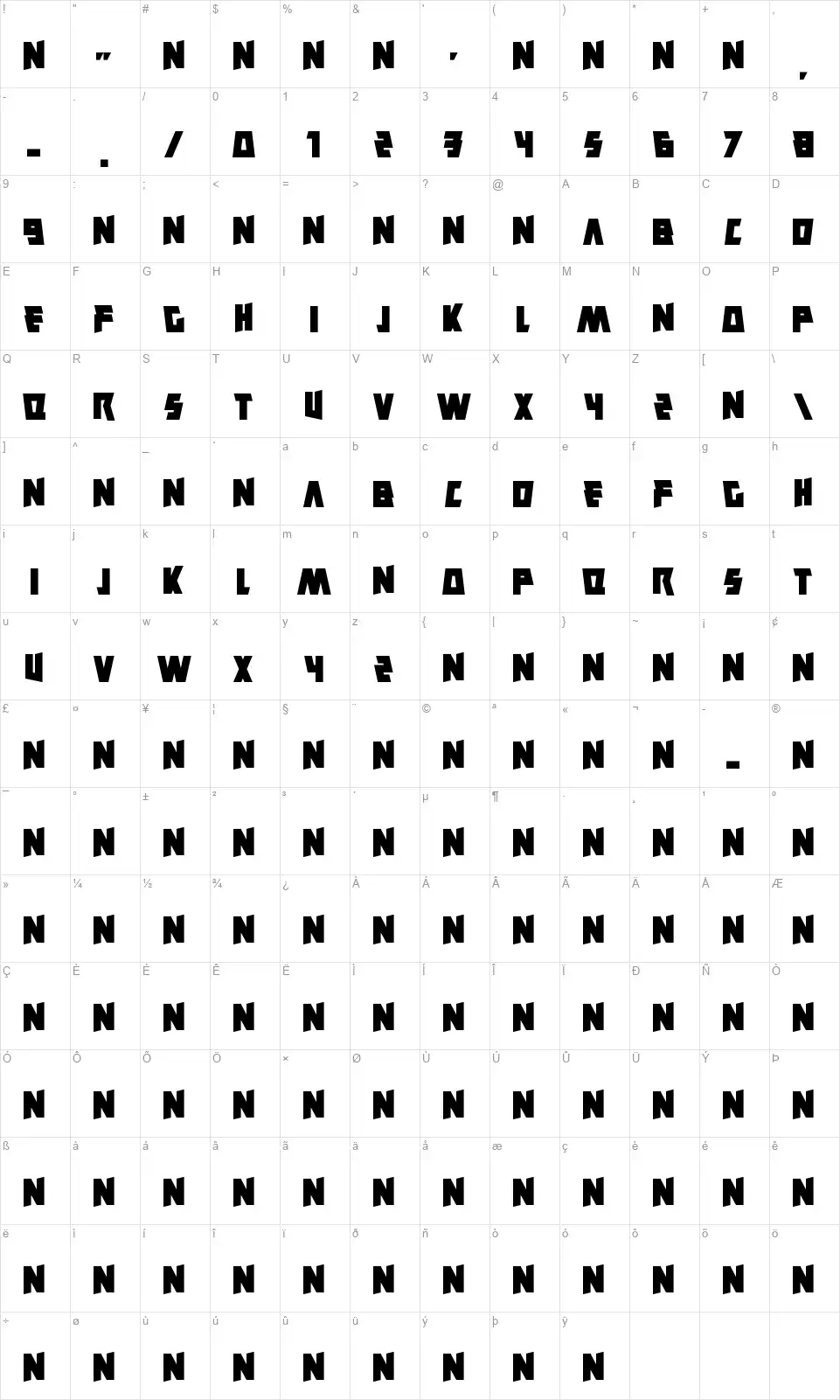 Savantismfont character map