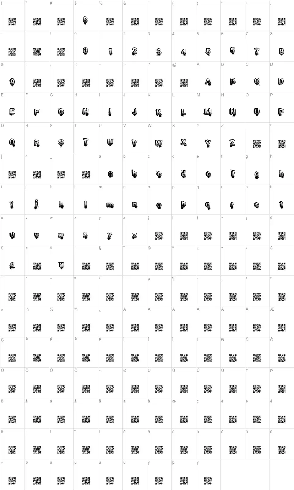 Smash Breakfont character map