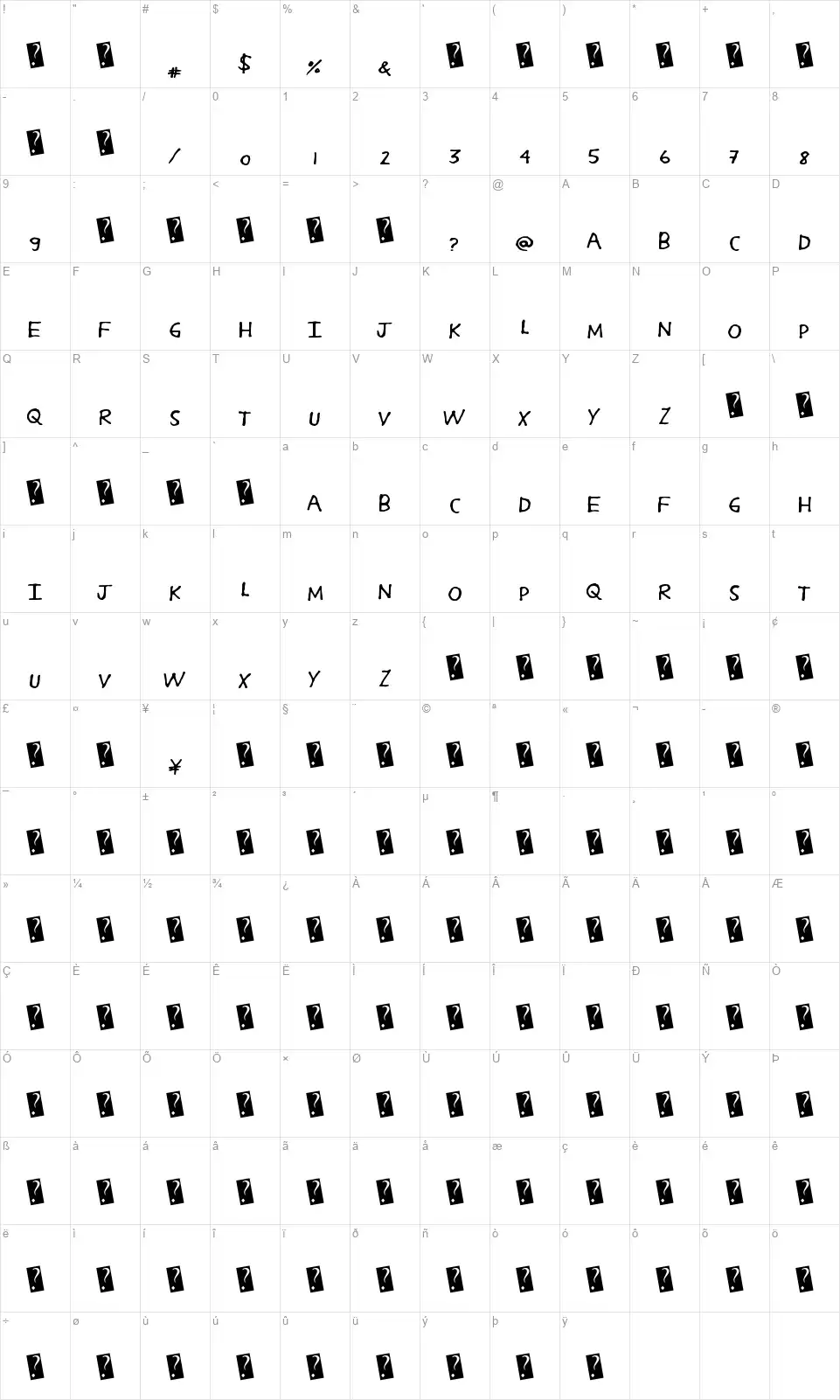 Soda Crackfont character map