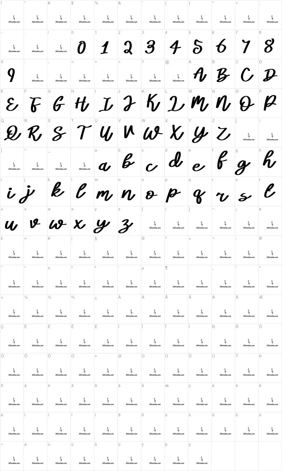 Soft Peoplefont character map