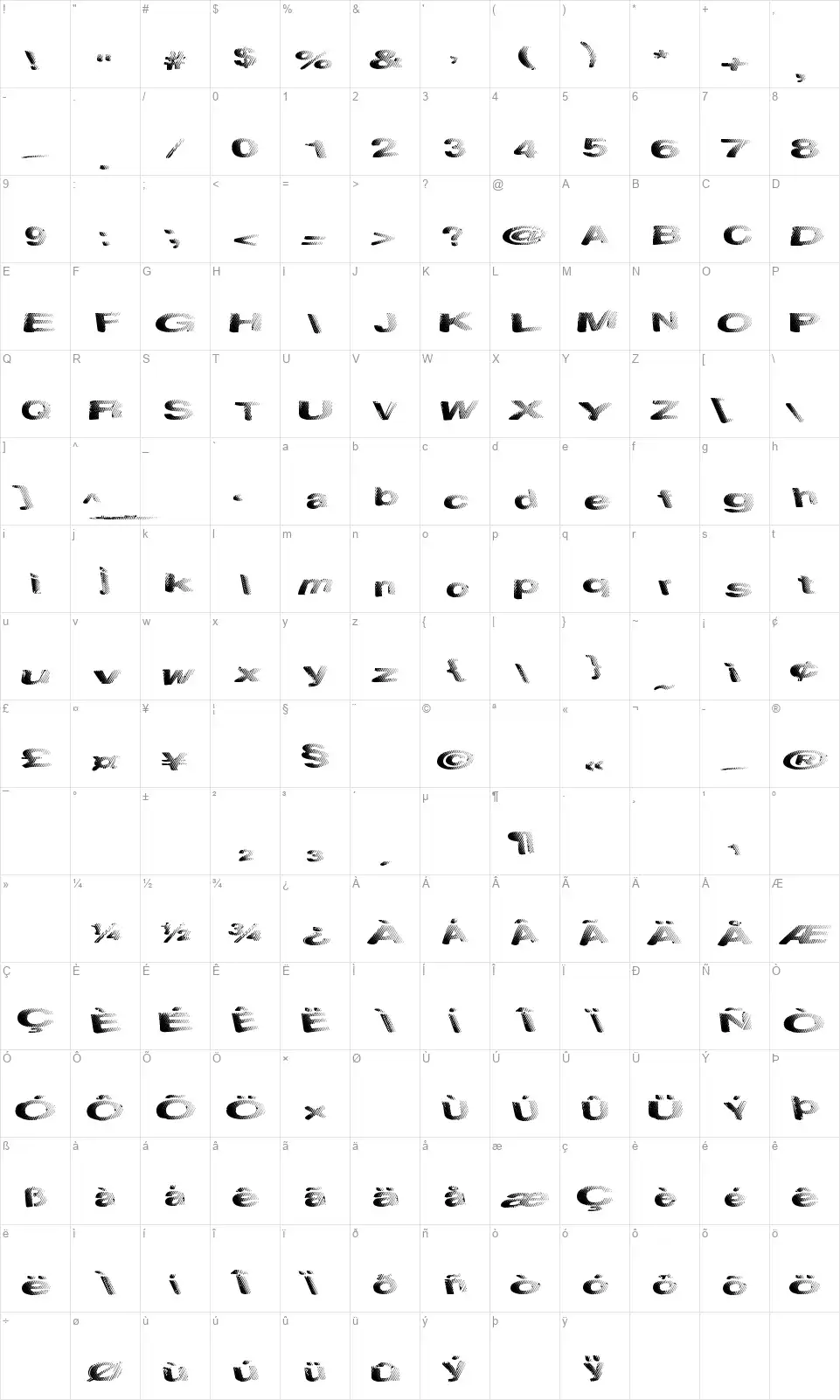 Solid Wastefont character map