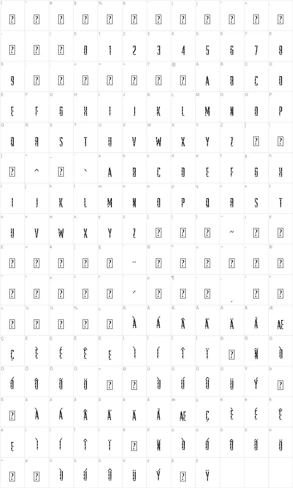 Stencil Discofont character map