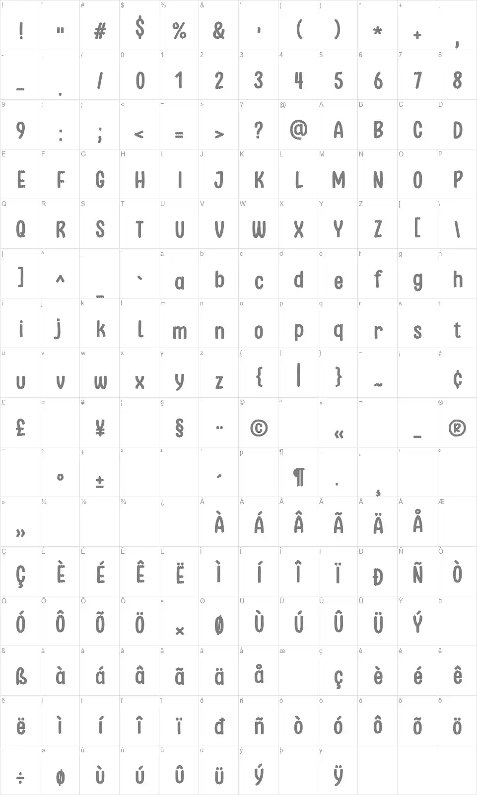 Stripe October Sevenfont character map