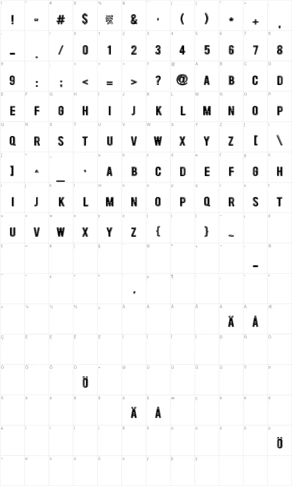 Take Your Clothes Off When You Dancefont character map