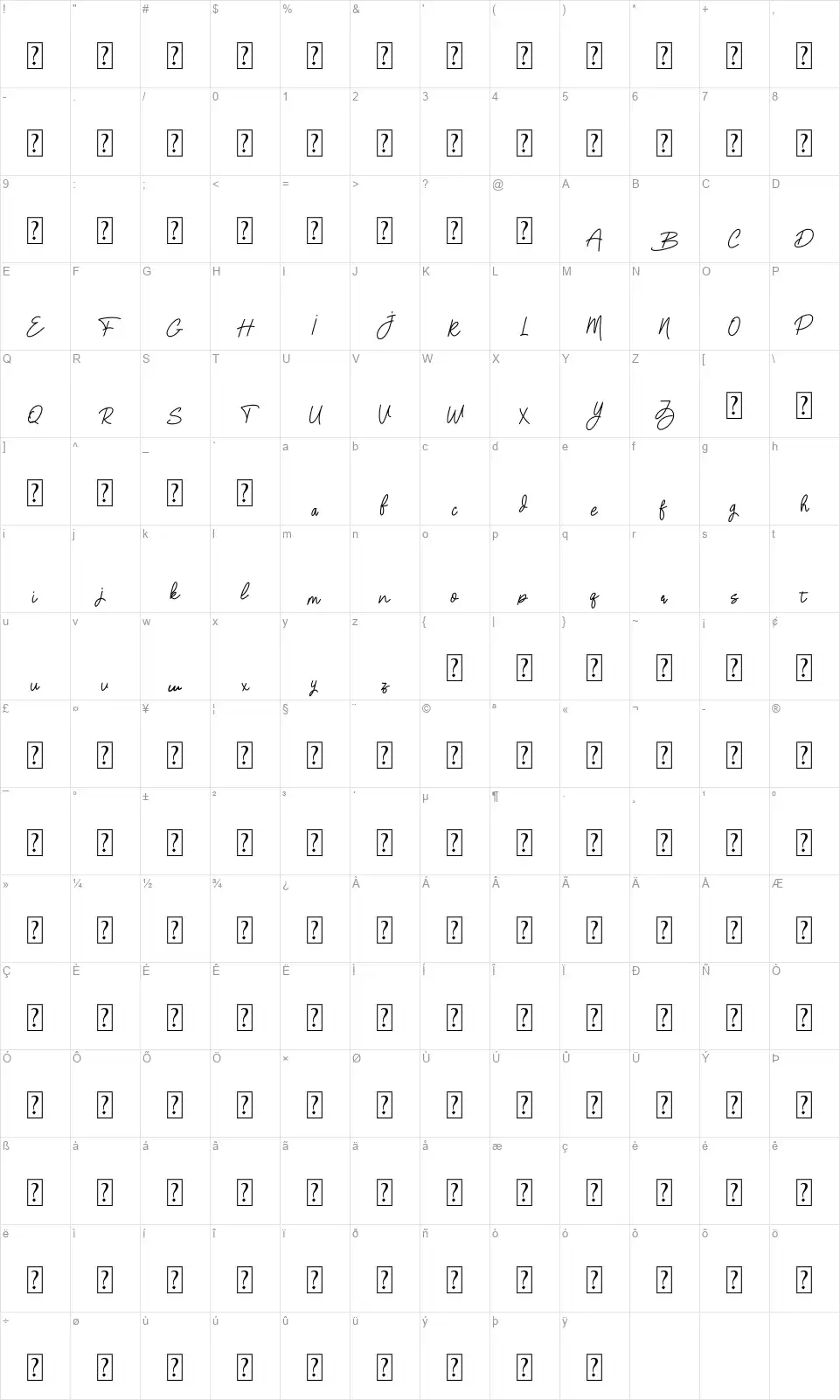 The Big Battalyonfont character map