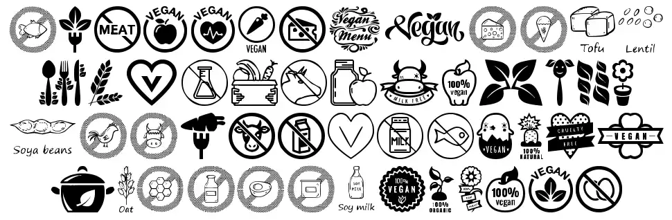 Vegan Iconsfont specimens