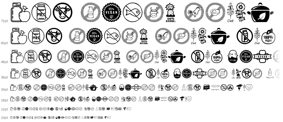 Vegan Iconsfont waterfall