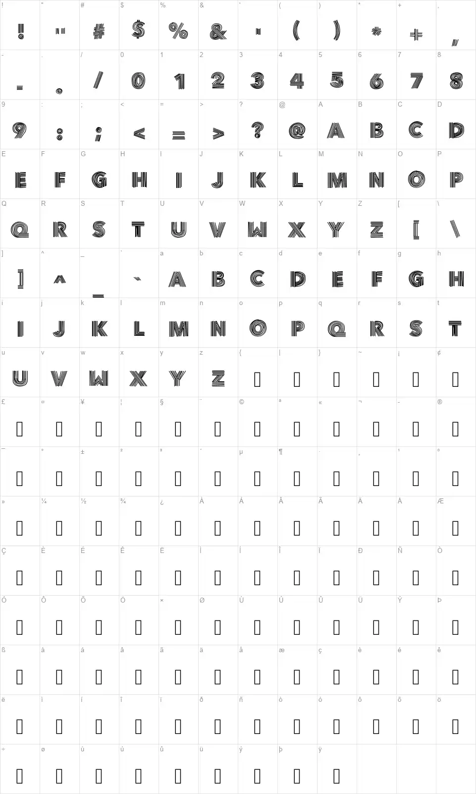 Vibefont character map