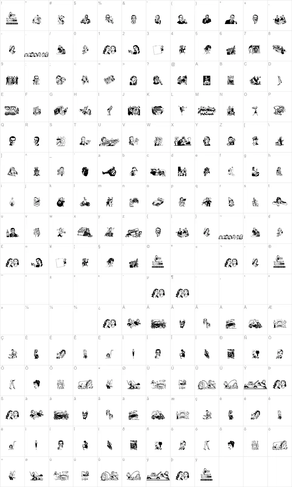 Vintage Mixed vol2font character map