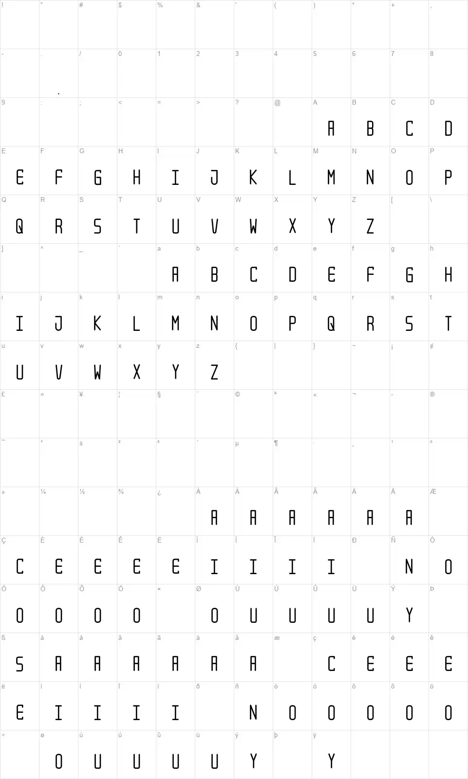 XForcefont character map